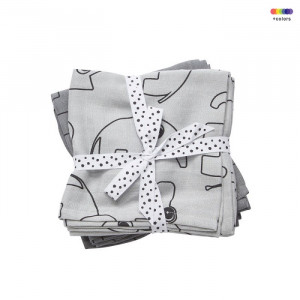 Set 2 scutece gri din bumbac pentru bebelusi 70x70 cm Grey Done by Deer