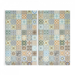 Set 2 tocatoare dreptunghiulare multicolore din sticla 30x52 cm Mosaic Zeller