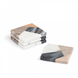 Set 4 protectii multcilore din marmura 10x10 cm Bradney La Forma