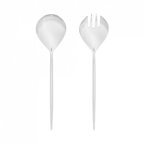 Set lingura si furculita argintie din inox pentru salata Crisps Kave Home