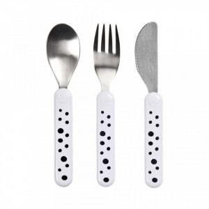 Set tacamuri 3 piese din plastic si inox pentru copii Dots Done by Deer