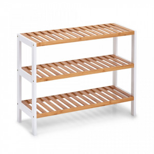 Suport maro/alb din lemn si MDF pentru incaltaminte Shoe Rack Bamboo Big Zeller