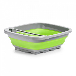 Suport pliabil gri/verde din plastic pentru vase Drainer Zeller