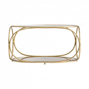 Masuta transparenta/aurie din sticla si metal pentru cafea 55x94 cm Kruth Vical Home