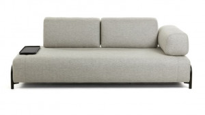 Canapea bej din textil si metal pentru 3 persoane Compo Small Tray Kave Home