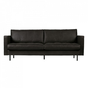 Canapea neagra din piele 230 cm Rodeo Classic Black Be Pure Home
