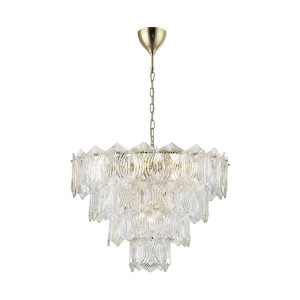 Candelabru auriu din sticla si metal cu 6 becuri Corato Gold Zuma Line