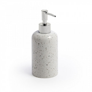 Dispenser sapun lichid alb din terrazzo 7x18 cm Marimba La Forma
