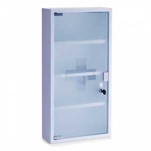 Dulapior alb din metal si sticla pentru medicamente Medicine Cabinet High White Zeller
