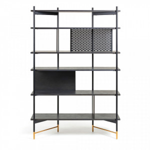 Etajera neagra din lemn si metal 177 cm Milian Kave Home