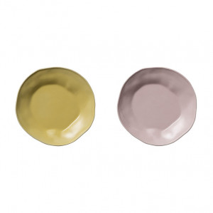 Farfurie din ceramica roz/galbena 22 cm Alberte Bloomingville
