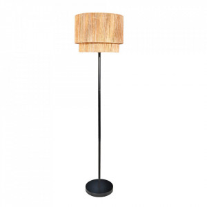 Lampadar maro din hartie si ratan 150 cm Pure Nature Invicta Interior