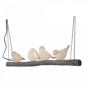 Lustra alba din portelan si lemn cu 4 becuri Birds Branch Opjet Paris