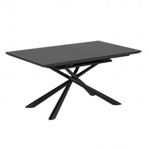 Masa dining extensibila neagra din sticla si otel 90x(160)210 cm Theone Kave Home
