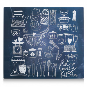 Panou antistropire albastru/alb din sticla pentru perete 50x56 cm Lovely Kitchen Zeller