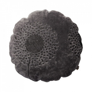 Perna decorativa rotunda gri antracit din bumbac 45 cm Babs Woood