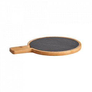 Platou servire maro/gri din lemn si ardezie 22x29 cm Cottura Zeller