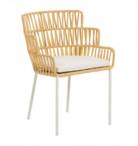 Scaun dining maro/alb din otel si sfoara pentru exterior Robyn Kave Home