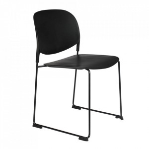 Scaun dining negru din polipropilena si otel Stacks White Label