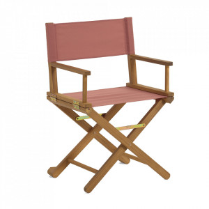 Scaun dining pliabil maro/roz din textil si lemn de salcam Dalisa Kave Home