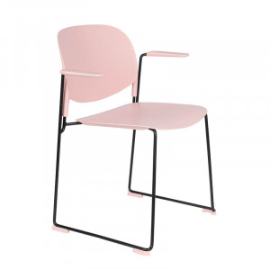 Scaun dining roz/negru din polipropilena si otel Stacks Arm White Label