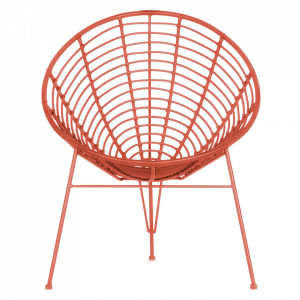Scaun lounge rosu din polietilena si metal pentru exterior Jane Woood