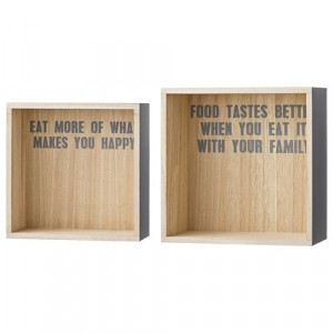 Set 2 cutii dreptunghiulare de perete gri/natur Scandinavia Bloomingville