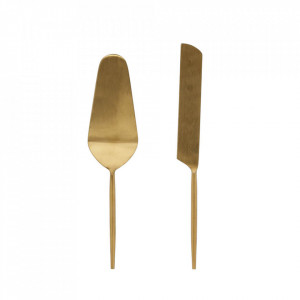 Set spatula si cutit aurii din inox pentru prajituri Lite La Forma