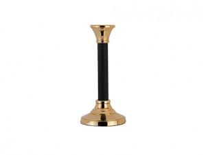 Suport auriu/negru din aluminiu si piele pentru lumanare 25,5 cm Orvil Richmond Interiors