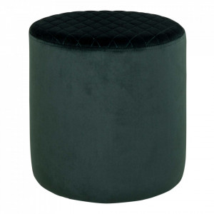 Taburet rotund verde din catifea si lemn 34 cm Ejby House Nordic