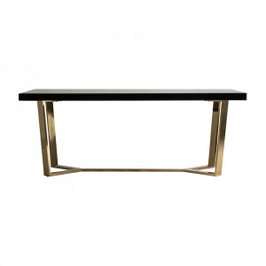 Masa dining neagra/aurie din sticla si otel 100x200 cm Oliwa Vical Home