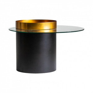 Masuta cafea rotunda din metal si sticla 73 cm Davos Vical Home