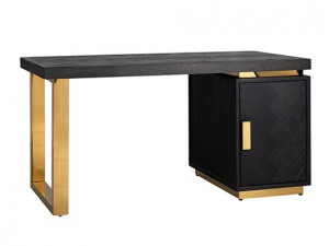 Birou negru/auriu din lemn si inox 70x150 cm Blackbone Richmond Interiors