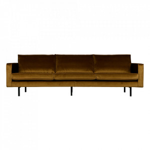 Canapea galben miere din catifea pentru 3 persoane Rodeo Be Pure Home