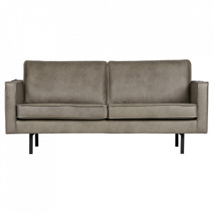 Canapea gri din piele si metal pentru 2,5 persoane Rodeo Elephant Be Pure Home