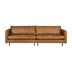 Canapea maro din piele pentru 3 persoane Rodeo Classic Cognac Be Pure Home