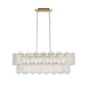 Candelabru auriu din sticla si metal cu 10 becuri Corato Golden Zuma Line