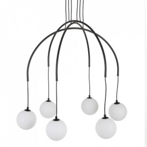 Candelabru negru din metal si sticla cu 6 becuri Octopus Ixia
