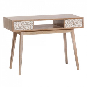 Consola alba/maro din lemn de paulownia si MDF 115 cm Terrak Ixia