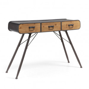 Consola maro/neagra din lemn de brad si otel 120 cm Helia La Forma