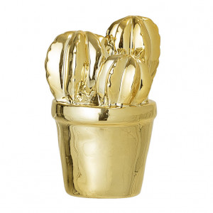 Decoratiune aurie din portelan 9 cm Gold Cactus Bloomingville