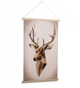 Decoratiune maro din lemn pentru perete 60x90 cm Nomand Deer Kave Home
