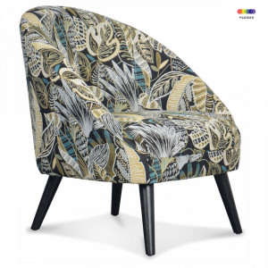 Fotoliu multicolor din lemn si textil Gabriel Leaf Opjet Paris