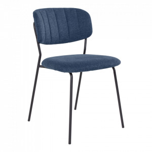 Scaun dining albastru/negru din textil si metal Alicante House Nordic