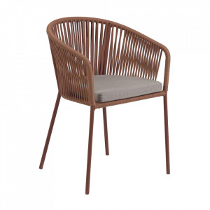 Scaun dining maro pentru exterior din poliester si otel Yanet Kave Home
