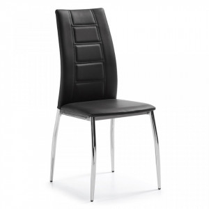 Scaun dining negru din piele ecologica si metal Slash Kave Home
