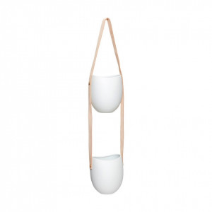 Set 2 ghivece suspendabile din ceramica si piele 12 cm Ale Hubsch
