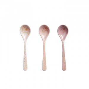 Set 3 lingurite multicolore din melamina pentru copii Powder Dots Done by Deer