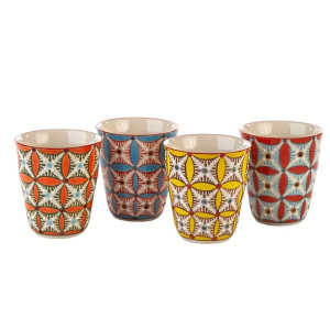 Set 4 cani multicolore din ceramica 300 ml Hippy Pols Potten