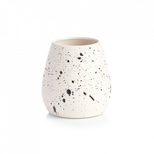 Suport alb din ceramica pentru periuta dinti 9,7x10 cm Spotted Zeller